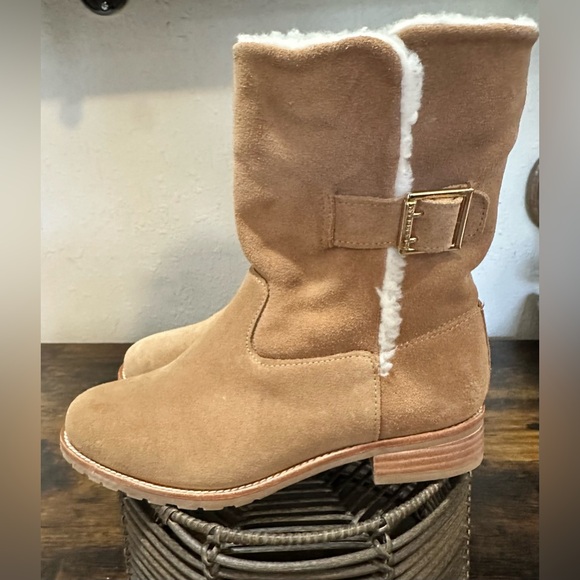 Jack Rogers Womens Sadie Sherpa Faux Suede Faux Shearling Lined Bootie - Picture 3 of 9